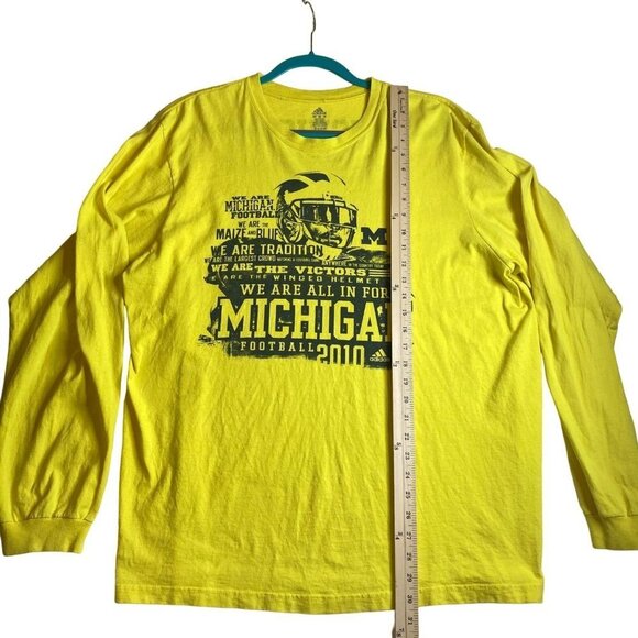 Adidas Michigan Football Yellow Graphic Shirt 2010 2 Sided Sz 2XL Retro READ - Picture 6 of 10